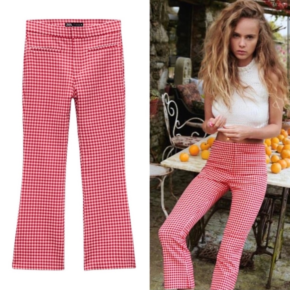 Zara red gingham pants